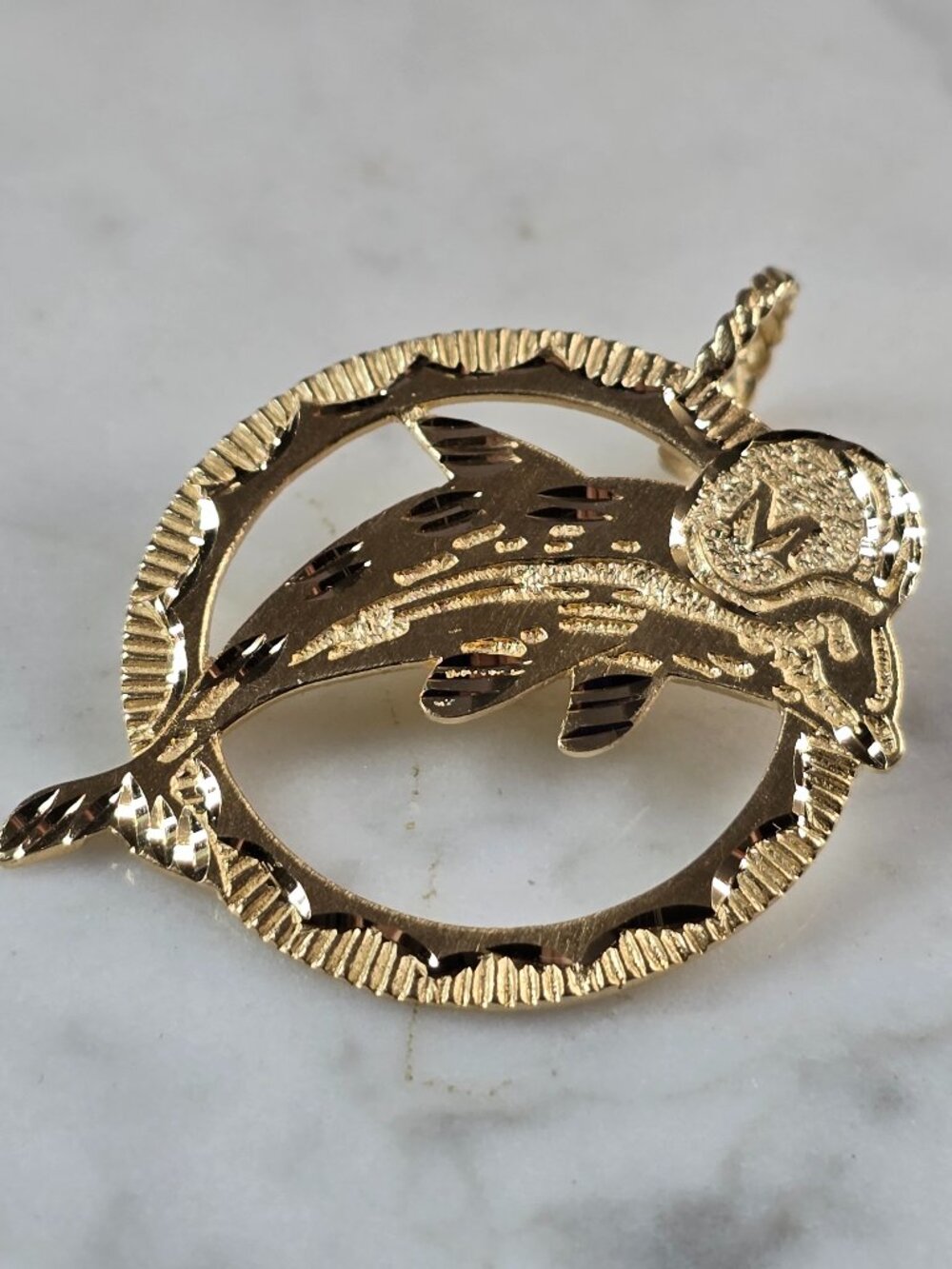 Mens Vintage Estate 14K Michael Anthony Miami Dolphins 86' Pendant 5.1g E5709